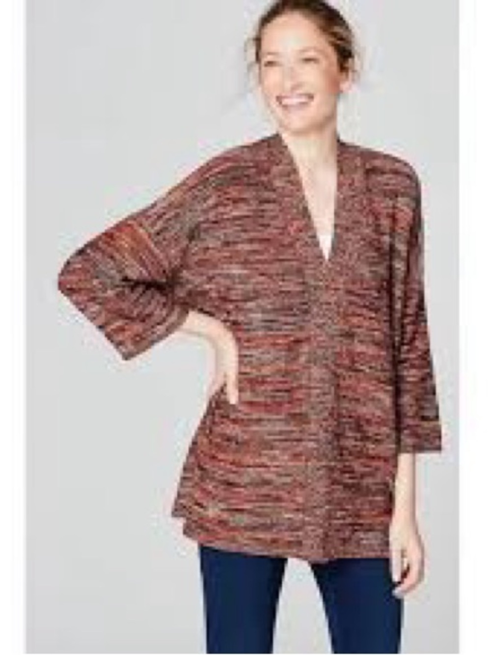 J.Jill Pure Jill Campari Marled Space‎ Dyed V-Neck Pullover Sweater medium brown